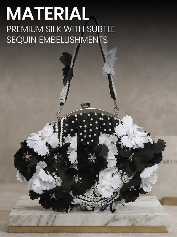 Women Black and White Potli - Black