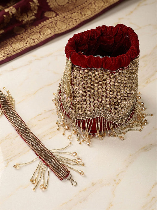 Royal Zari Potli Bag - Off White