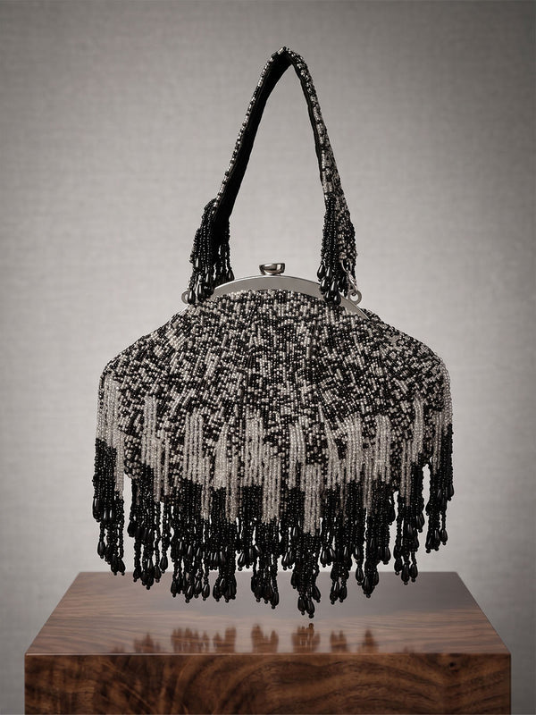 Handcrafted Beaded Evening Clutch - Off White