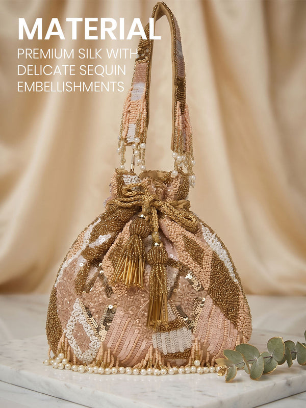 Gold Sequin Silk Potli