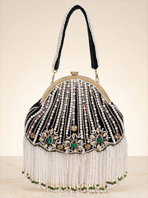 Women's Embroidered Shoulder Bag - Red