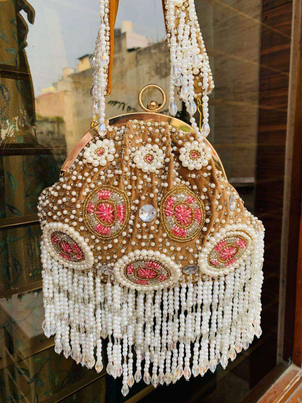 Zena Potli Bag - Brown | HAQEEBA STUDIO