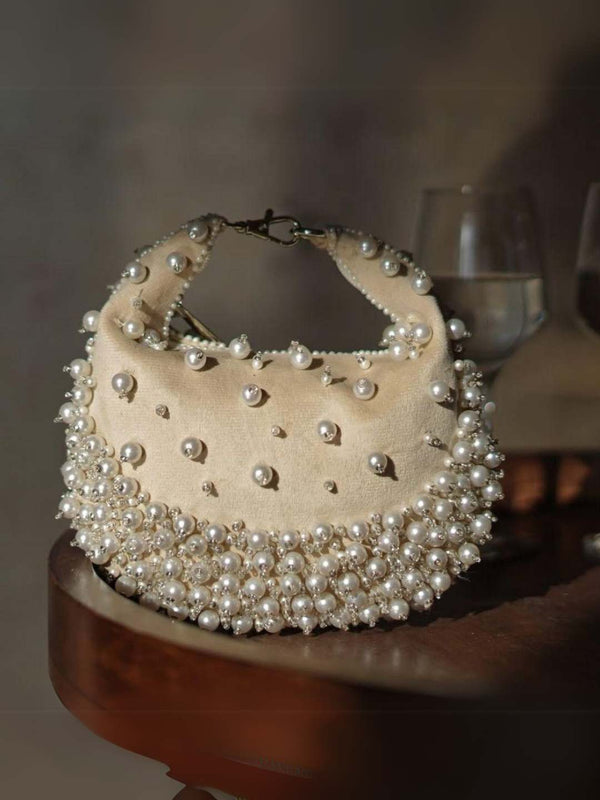 Pearl Crescent Bag - Gold | HAQEEBA STUDIO