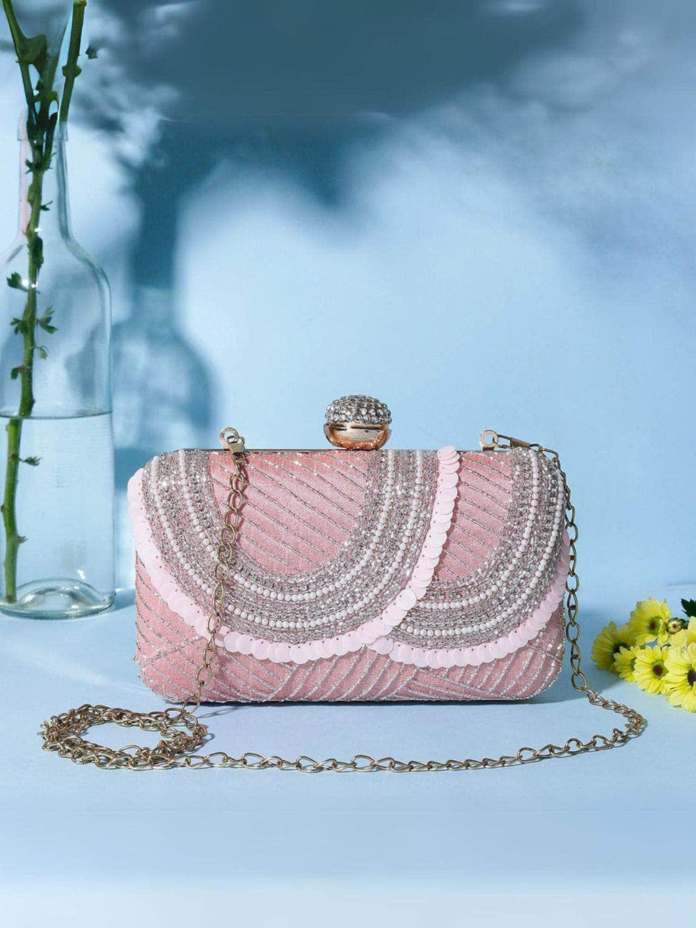Women Bridal Party Clutch - Pink | HAQEEBA STUDIO