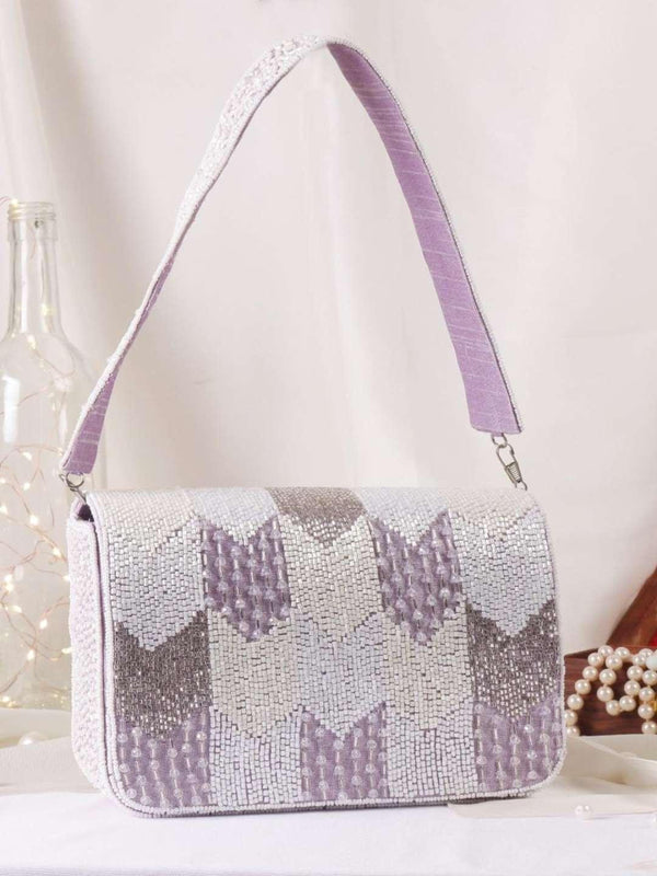 Designer Heavy Flap Clutch In Golden Katdana Work