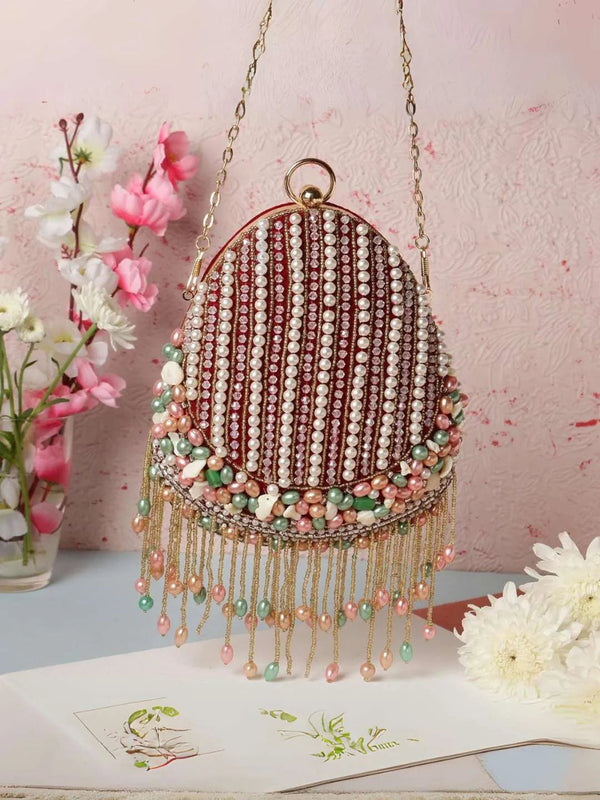 Heavy Designer Almond Shape Clutch