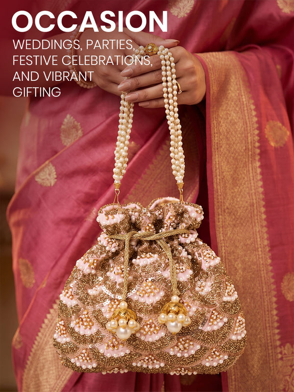 Handcrafted Women's Golden Potli - Gold