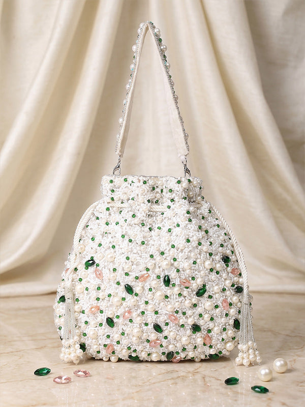 Pearl Potli Bag - Off White