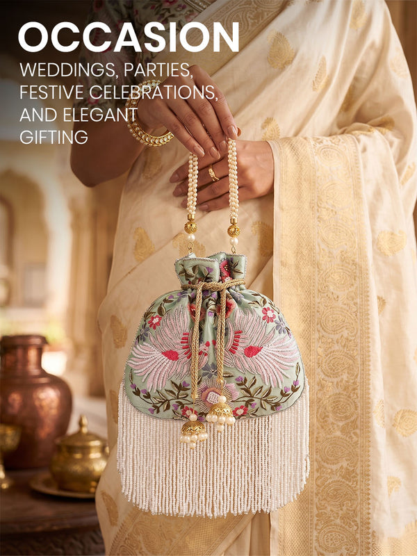 Handcrafted Women's Silver Potli