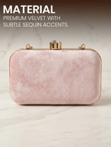 Pink Velvet Sequin Clutch Bag - Feature View 4