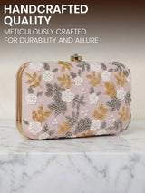 Pink Velvet Sequin Clutch Bag - Feature View 3