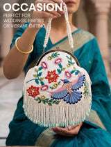 Women's White Potli Bag - Feature View 3