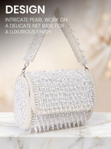 Net Pearl Embellished Clutch - Feature View 3