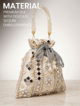 Handcrafted Women's Cream Potli - Feature View 3