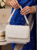 Net Pearl Embellished Clutch