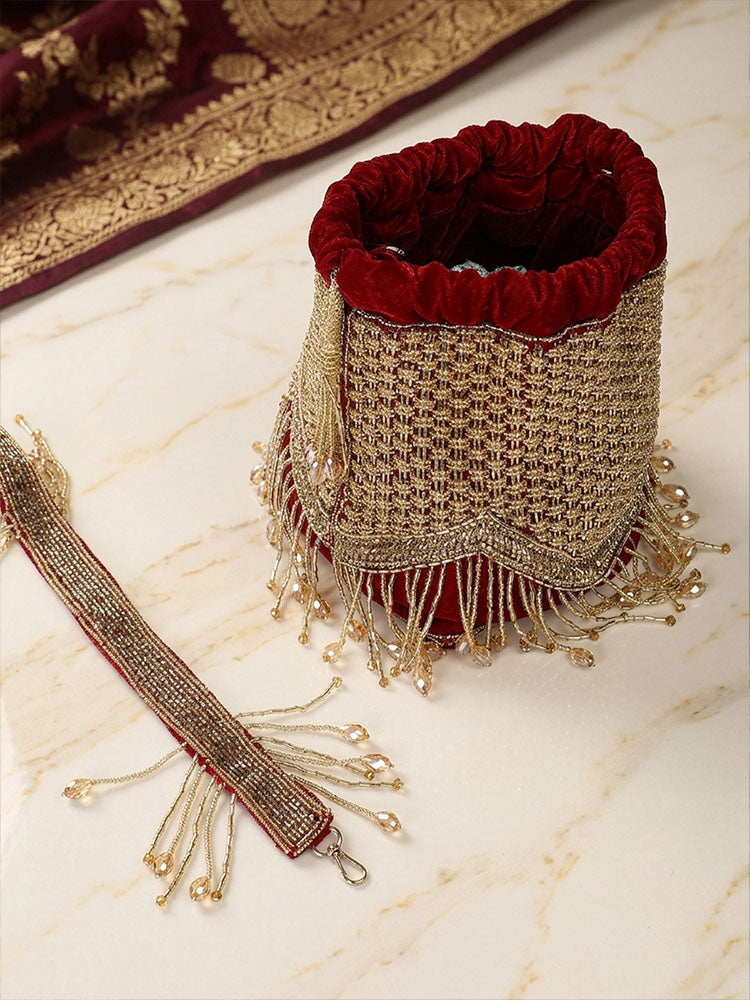 Royal Zari Potli Bag - Off White