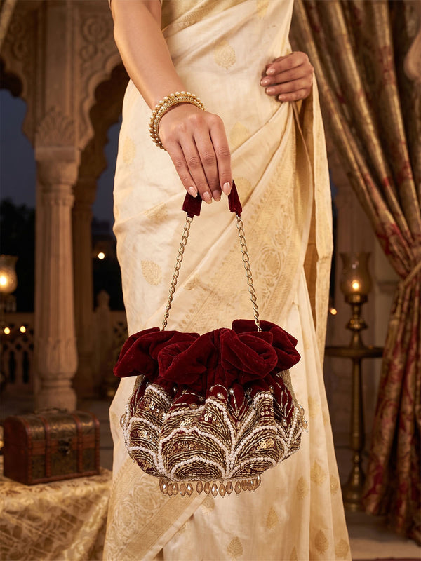 Lotus Clutches Hand Bag - Off White