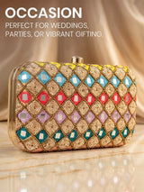 Multicolor Silk Sequin Clutch Bag - Feature View 3