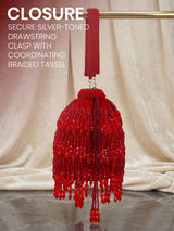 Women's Red Beaded Potli - Feature View 3