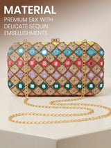 Multicolor Silk Sequin Clutch Bag - Feature View 2