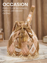 Gold Sequin Silk Potli - Feature View 3