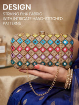 Multicolor Silk Sequin Clutch Bag - Multi Color
