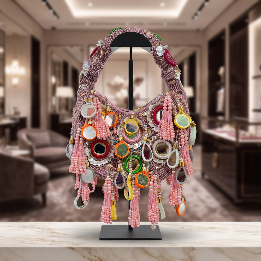 Pearl Blossom Delight Clutch Moon Bag
