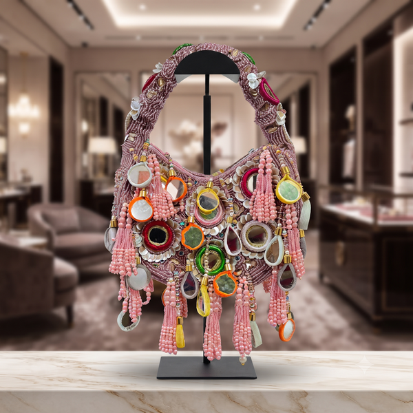 Pearl Blossom Delight Clutch Moon Bag