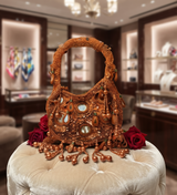 Luxury Beaded Evening Clutch with Tassels and Mirror Detailing