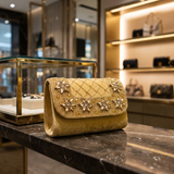 Designer Crystals Stone Seude Fabric Clutch Bag