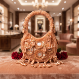 Luxury Beaded Evening Clutch with Tassels and Mirror Detailing