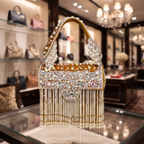 Designer Crystal And Pearl Work Flap Clutch