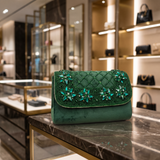 Designer Crystals Stone Seude Fabric Clutch Bag