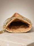 Women's Gold Embellished Silk Potli