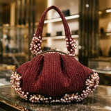 Designer Brooch Half Frame Clutch