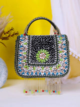 Festive Blossom Mdf Clutch Bag - Black | HAQEEBA STUDIO