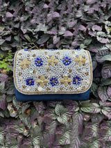 Embroidered Ethnic Clutch Bag - Blue | HAQEEBA STUDIO