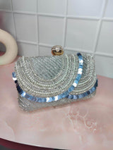 Women Bridal Party Clutch - Blue | HAQEEBA STUDIO