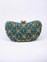 Womens Partywear Clutch Bag - Blue | HAQEEBA STUDIO