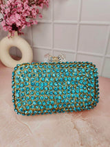 Oval Women Clutch - Dark Blue | HAQEEBA STUDIO