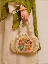 Embroidered Bridal Clutch Bag - White | HAQEEBA STUDIO