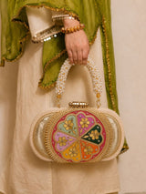 Embroidered Bridal Clutch Bag - Dark Pink | HAQEEBA STUDIO