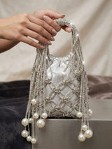 Gold Pearl Potli Bag - Silver | HAQEEBA STUDIO