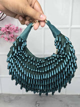 Zoya Pearl Clutch Bag - Green | HAQEEBA STUDIO