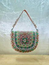 Handcrafted Pearl Studded Flap Bag - View 6 | HAQEEBA STUDIO