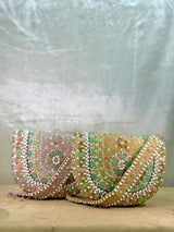 Handcrafted Pearl Studded Flap Bag - View 5 | HAQEEBA STUDIO