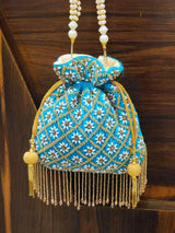 Pearl Drop Potli Bag - Pink | HAQEEBA STUDIO