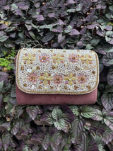 Embroidered Ethnic Clutch Bag - Light Pink | HAQEEBA STUDIO