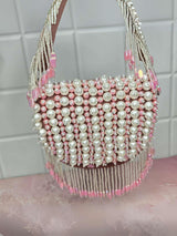 Pearl Bag With Hangings - Pink | HAQEEBA STUDIO
