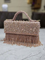 Designer Crystal Clutch Bags - Pink | HAQEEBA STUDIO